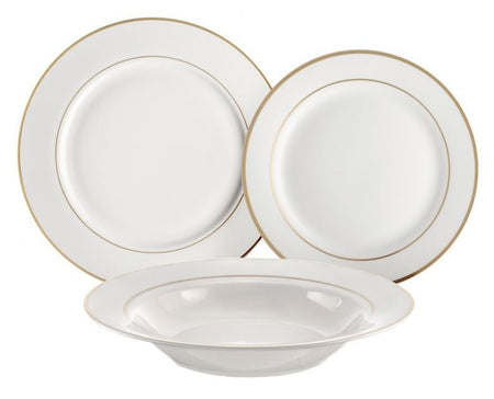 Farfurie adâncă 23 cm Aura Gold, portelan elegant cu decor auriu Ambition 23052