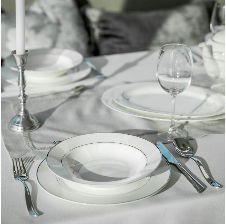 Farfurie adâncă 23 cm Aura Silver din porțelan New Bone China AMBITION 23072