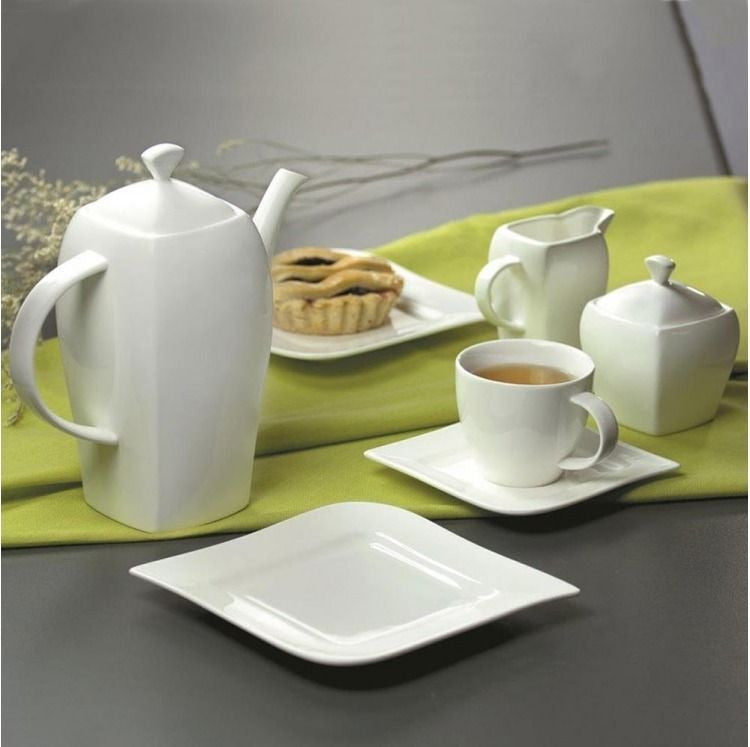 Farfurii de desert Ambition Fala din porțelan alb, design elegant