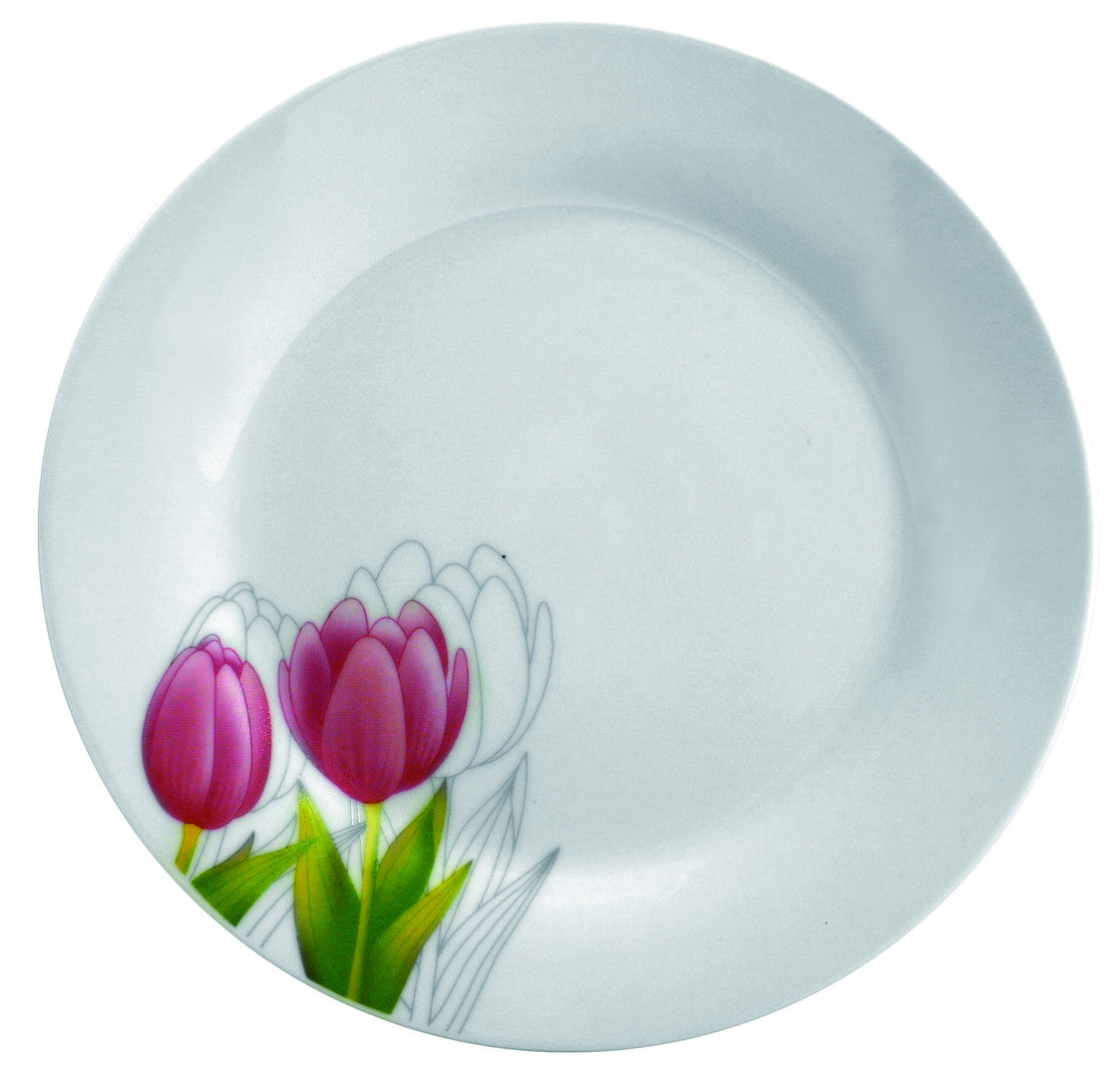 Farfurie plată 23 cm Tulipan, design floral, porțelan de calitate DOMOTTI 63192