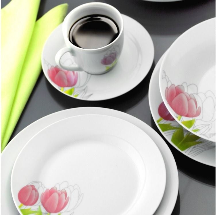Farfurie plată 23 cm Tulipan, design floral, porțelan de calitate DOMOTTI 63192