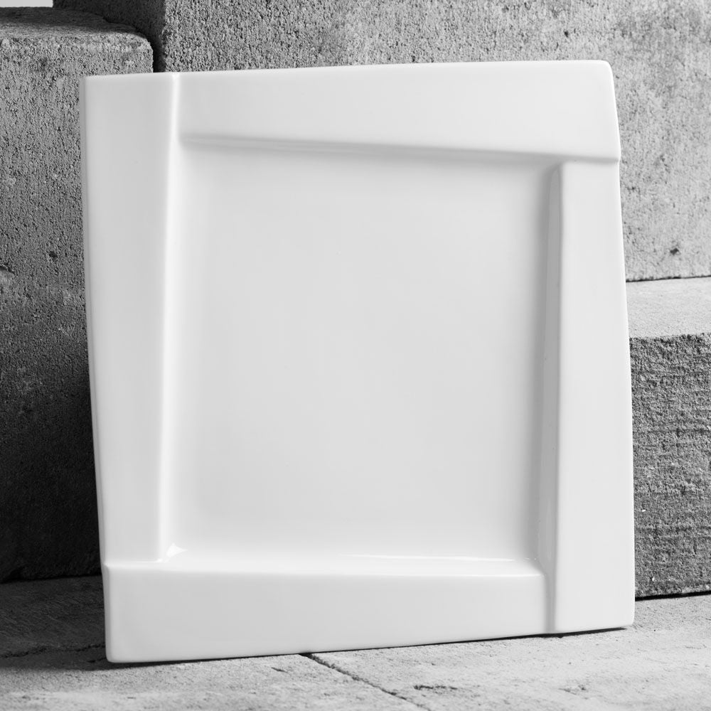 Farfurie plată 25×25 cm Kubiko din porțelan alb, modernă, ușor de întreținut AMBITION 61202