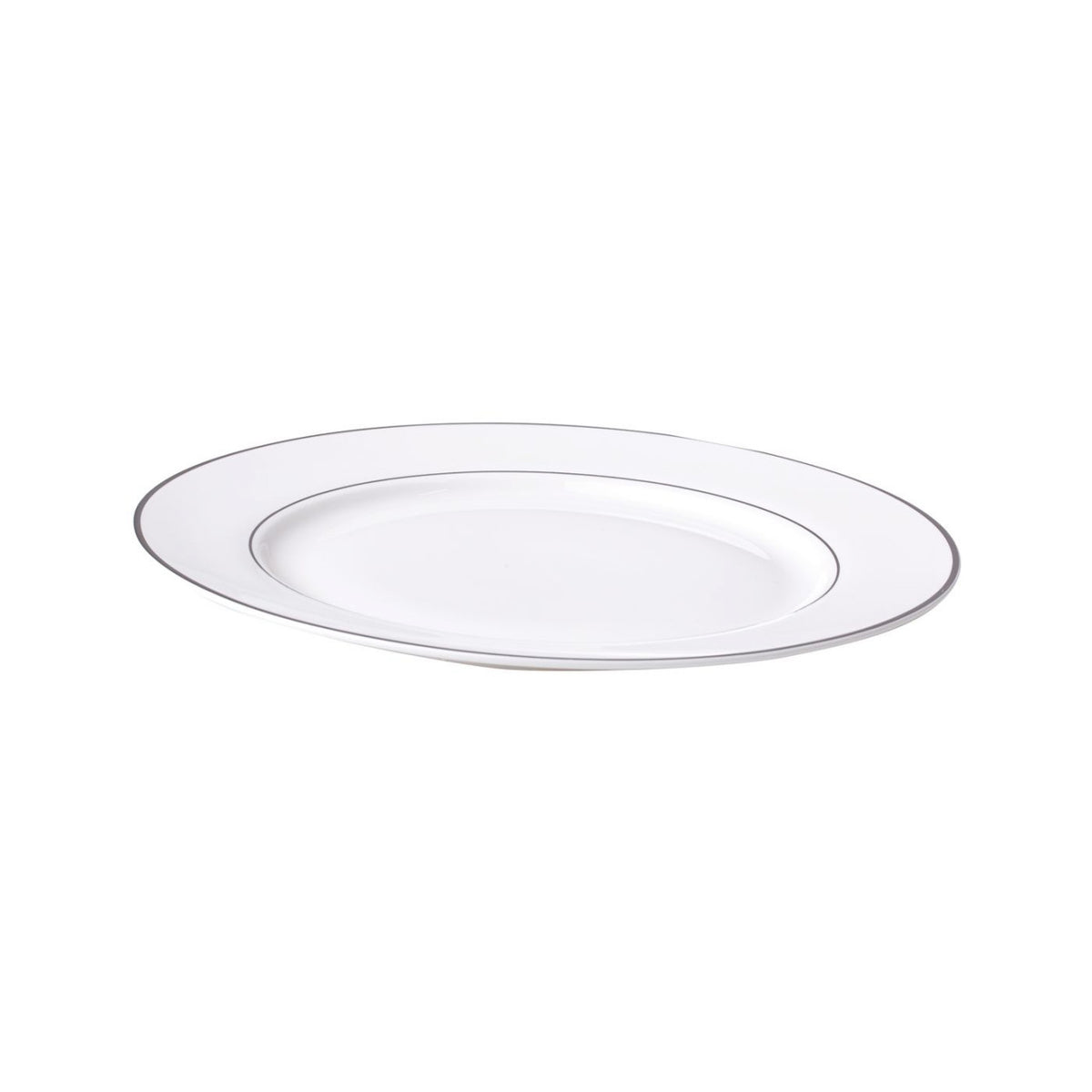 Farfurie plată 27 cm Aura Silver, portelan elegant cu detalii argintii Ambition 23071