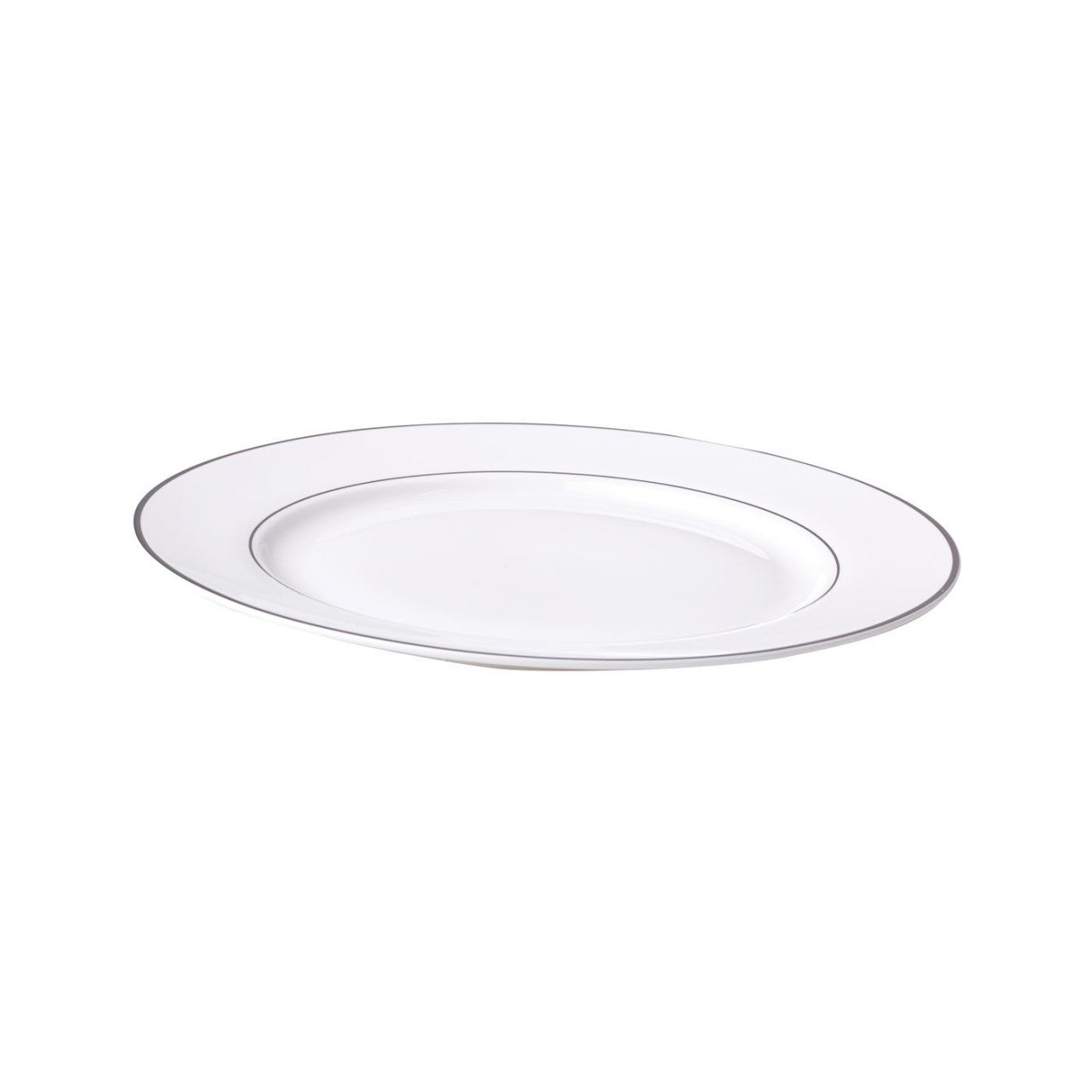 Farfurie plată 27 cm Aura Silver, portelan elegant cu detalii argintii Ambition 23071