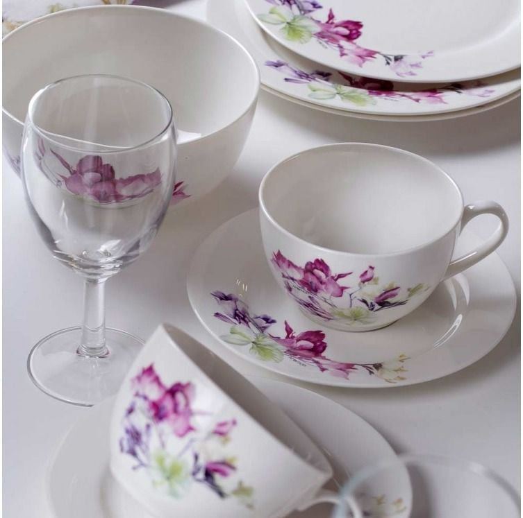 Farfurie plată 27 cm Garden floral, porțelan New Bone China, strat protector AMBITION 29139