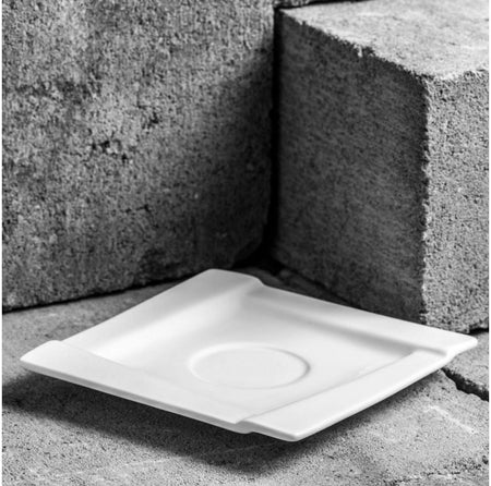 Farfurioară suport cească Kubiko din porțelan alb Ambition 11,5 cm Pătrată