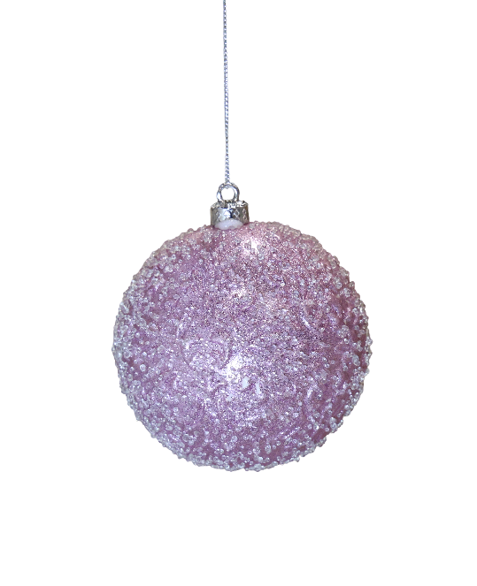 XMAS ORNAMENT GLOB MOV CU ROMBURI GLAZURAT 10 CM, PLASTIC