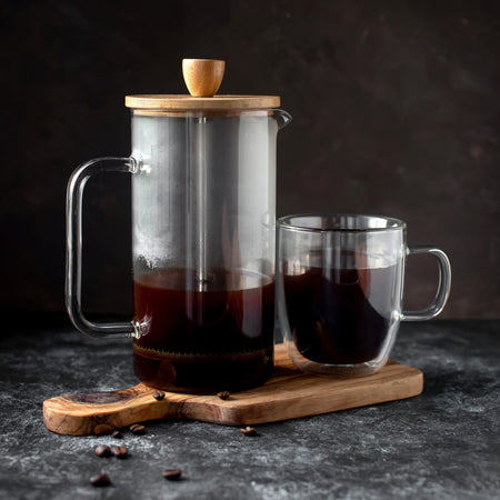 Filtru ceai sau cafea Nordic, sticlă cu capac bambus Ambition