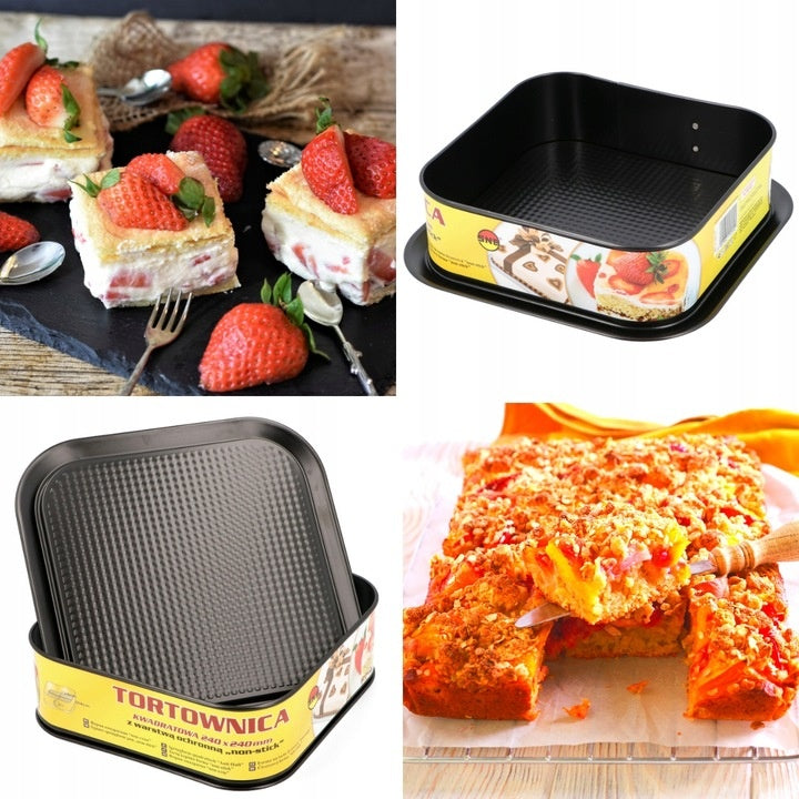 Forma tort 24×24×6 cm non-stick cu bază detașabilă, negru SNB 87867