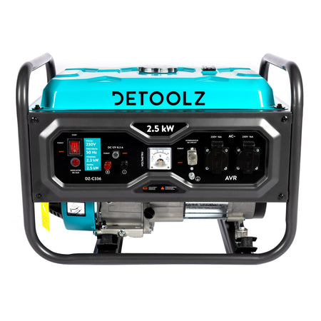 Generator Detoolz 2.5 kW, 2 prize 230V benzină, 4T, pornire manuală, 15 L fără roți Detoolz DZ-C336