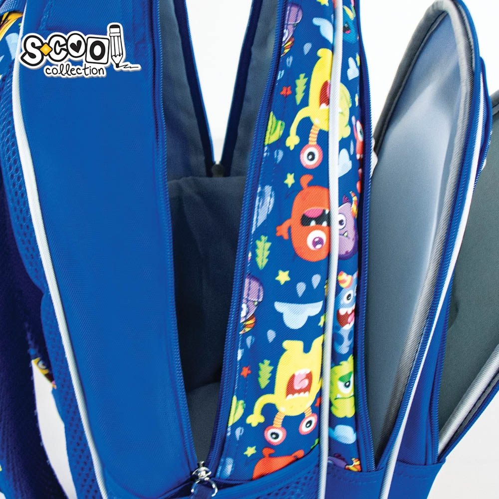 Ghiozdan 3D SCARY, 38×35×20 cm, compartimentare eficientă, copii 7-11 ani, S-COOL / OFFISHOP SC2653