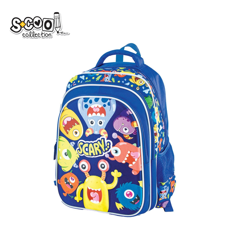 Ghiozdan 3D SCARY, 38×35×20 cm, compartimentare eficientă, copii 7-11 ani, S-COOL / OFFISHOP SC2653