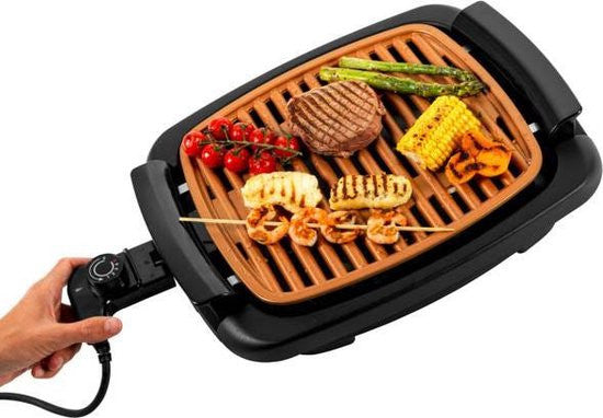 Grătar electric tavă detașabilă, termostat, 1200 W, Copper SALTER 713094