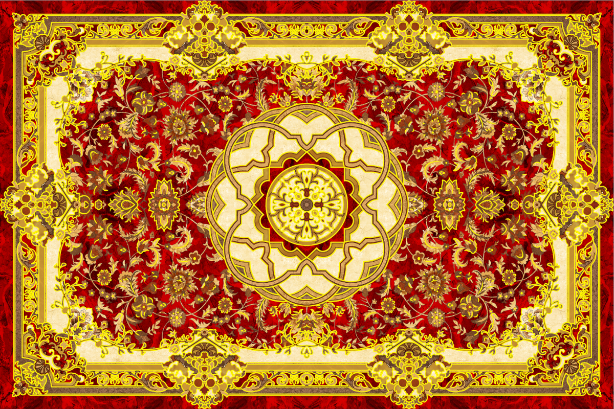 Gresie decorativă/covor ceramic Baroque Ahmar Rojo 120×180 cm, lucioasă, 6 plăci Regata 279963