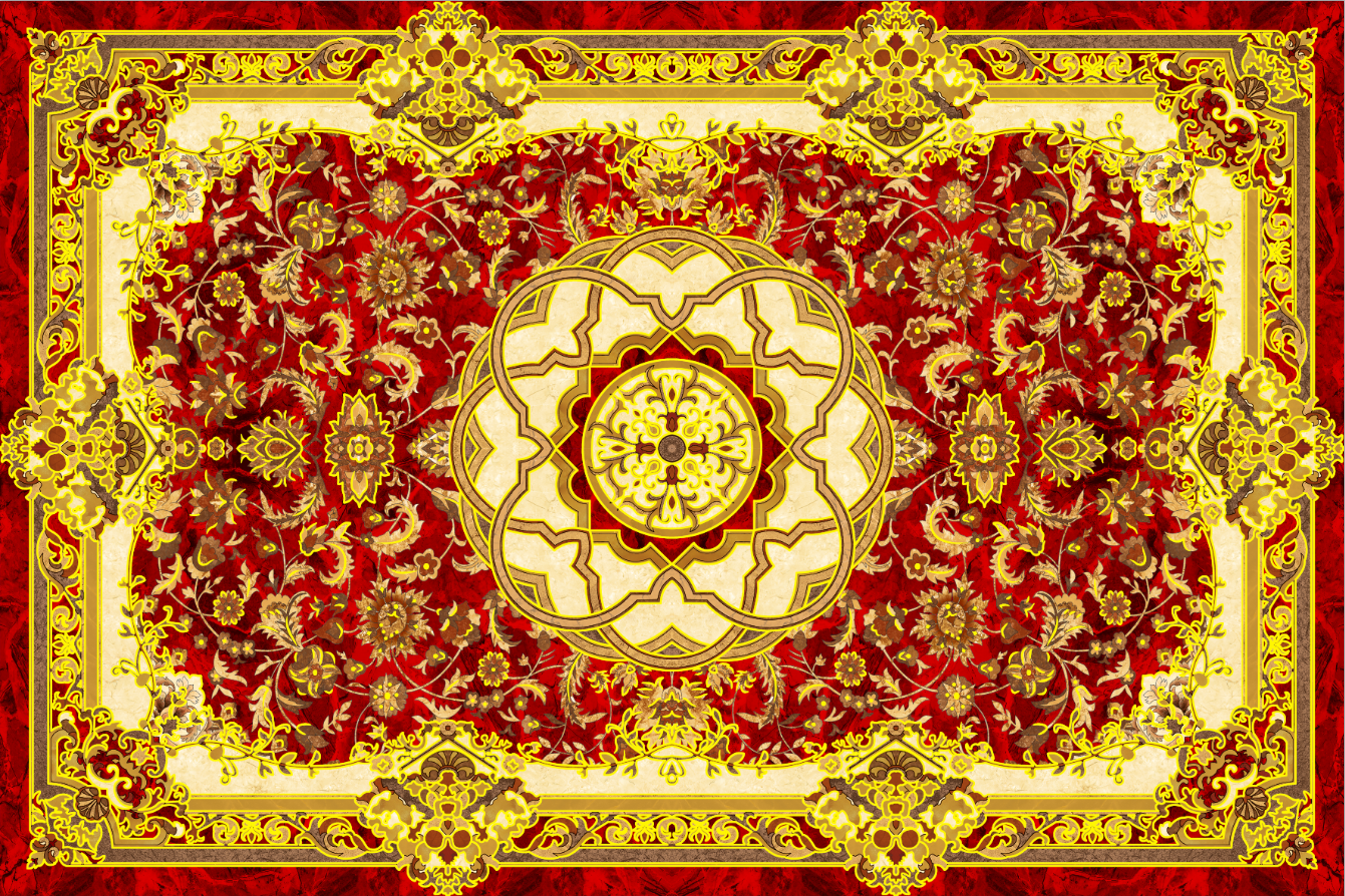 Gresie decorativă/covor ceramic Baroque Ahmar Rojo 120×180 cm, lucioasă, 6 plăci Regata 279963