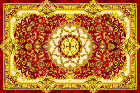 Gresie decorativă/covor ceramic Baroque Ahmar Rojo 120×180 cm, lucioasă, 6 plăci Regata 279963