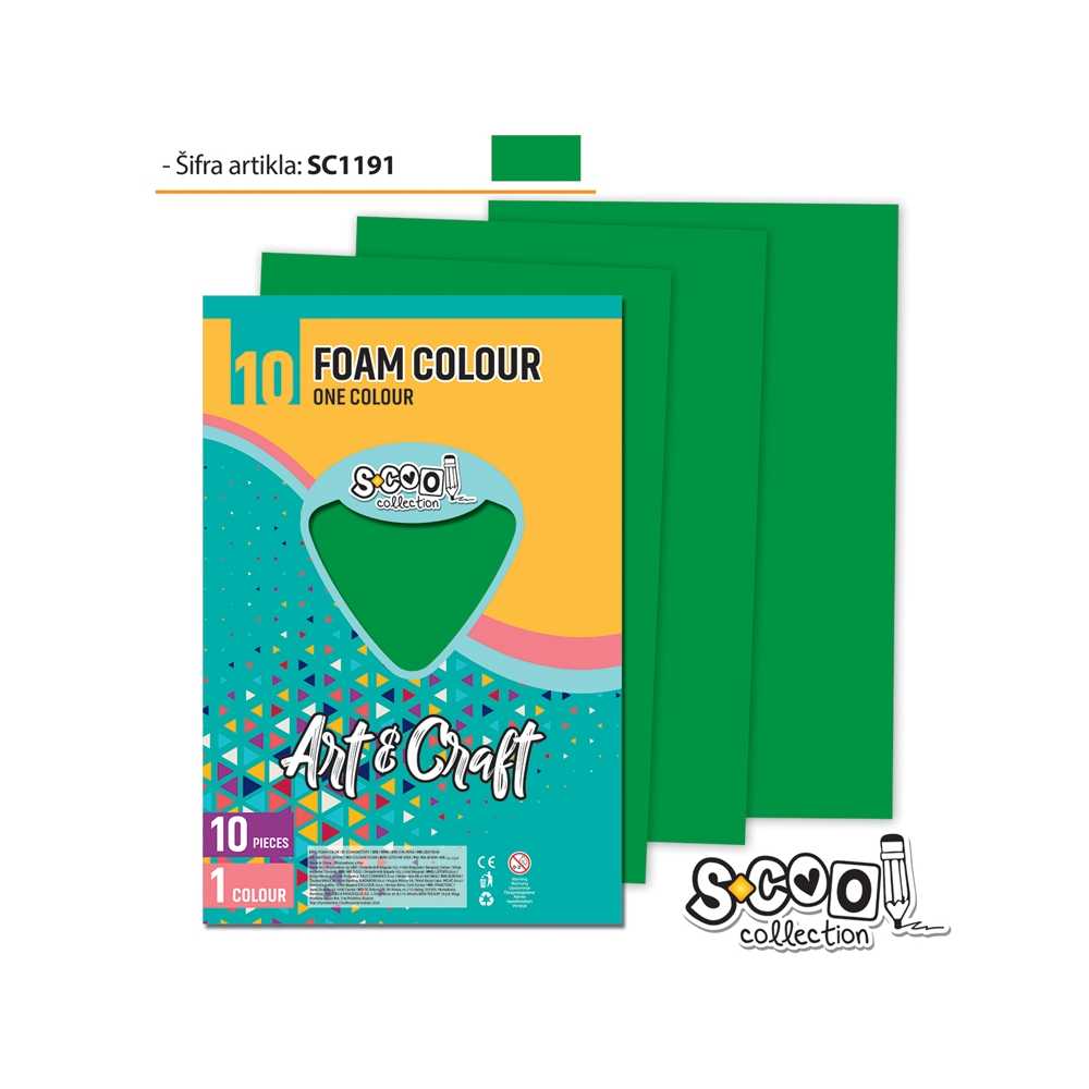 Hartie buretata verde, 10 buc/set, 20 × 30 cm, craft manual S-COOL / OFFISHOP SC1191