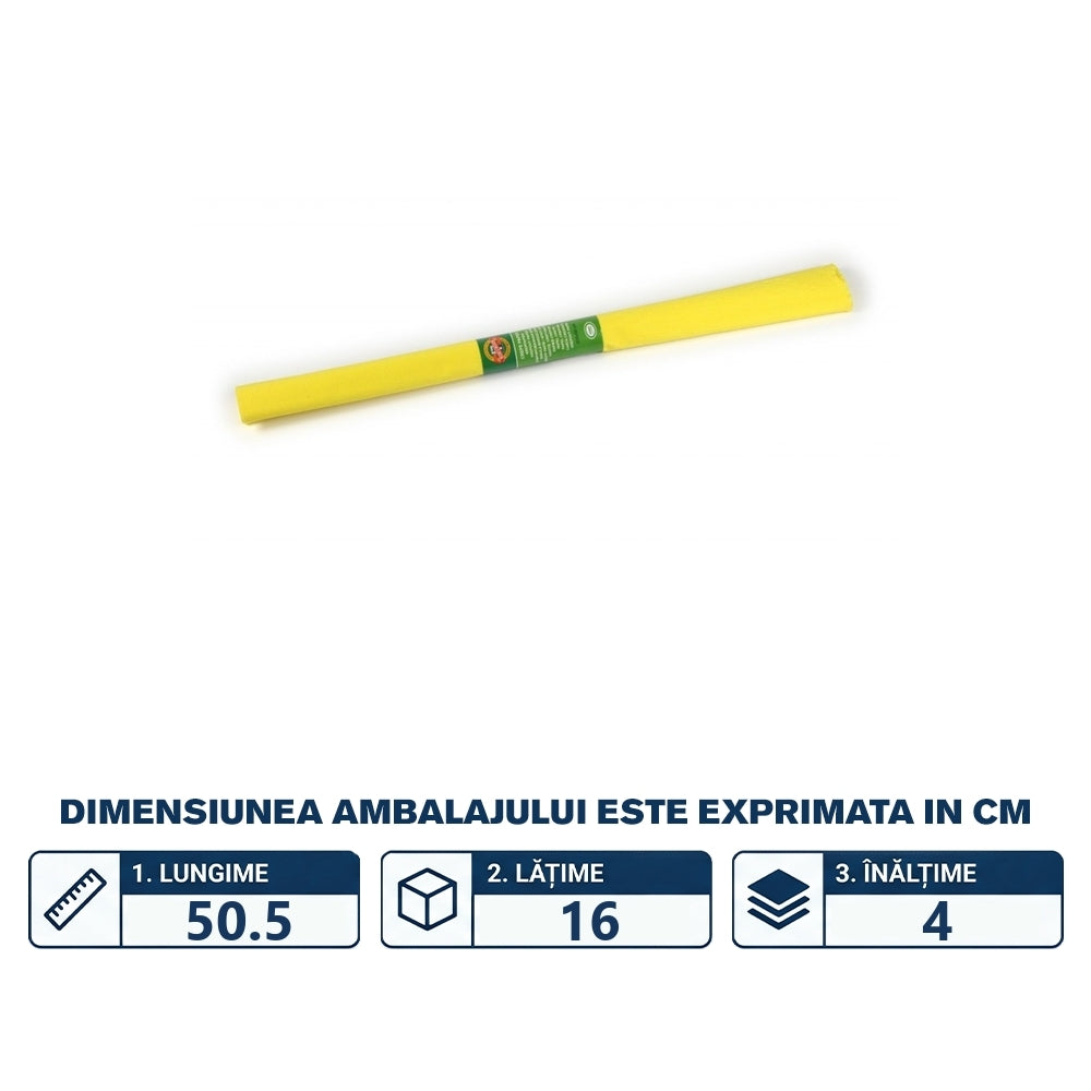 Set de 10 coli de hârtie creponată galbenă de 200 × 50 cm KOH-I-NOOR K9755-09