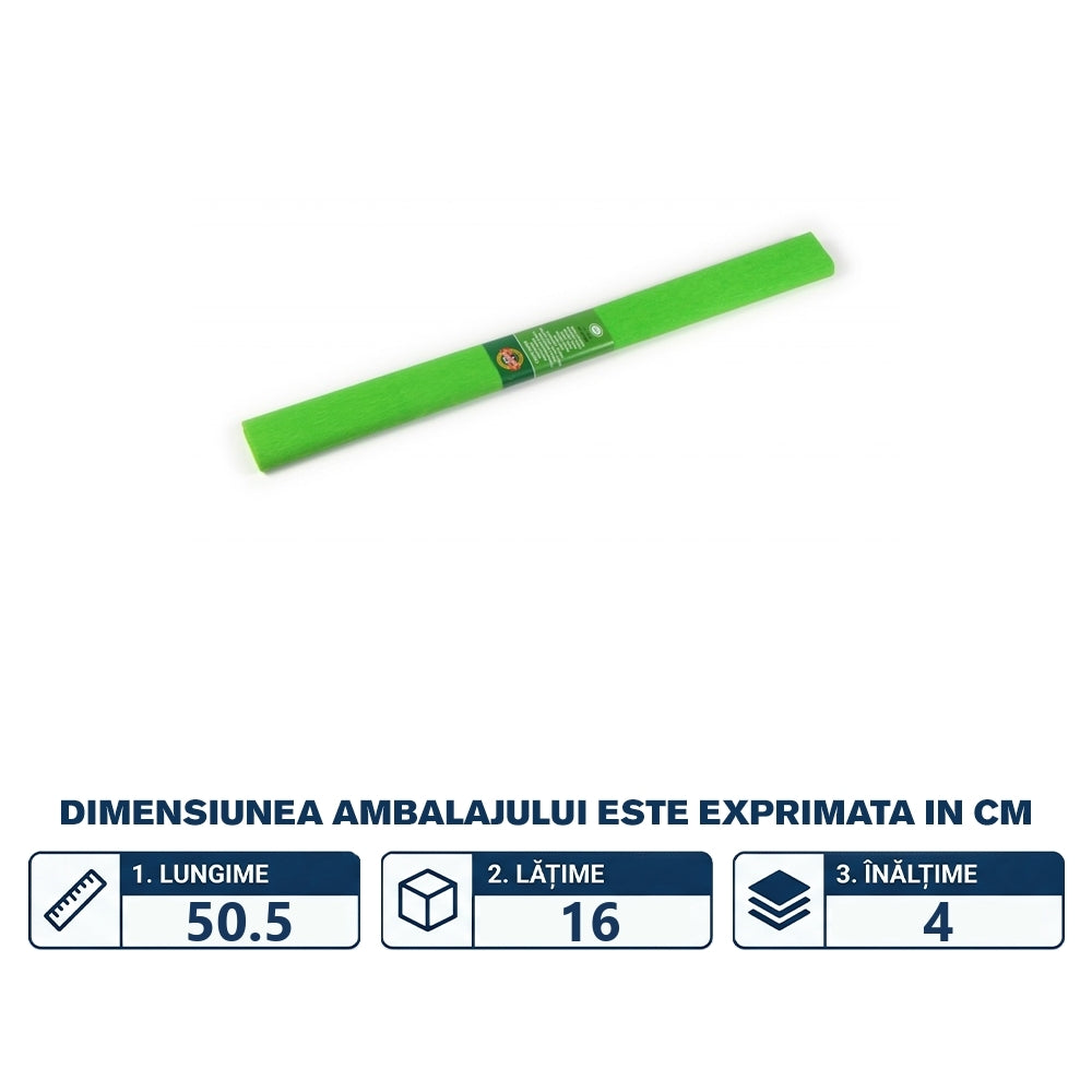 Set hârtie creponată verde deschis 200 × 50 cm cu 10 bucăți KOH-I-NOOR K9755-17