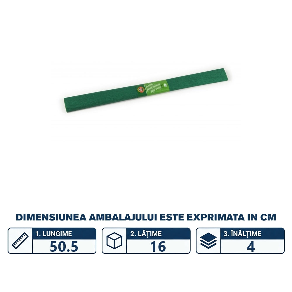 Set de 10 coli de hârtie creponată verde închis 200 × 50 cm KOH-I-NOOR K9755-19