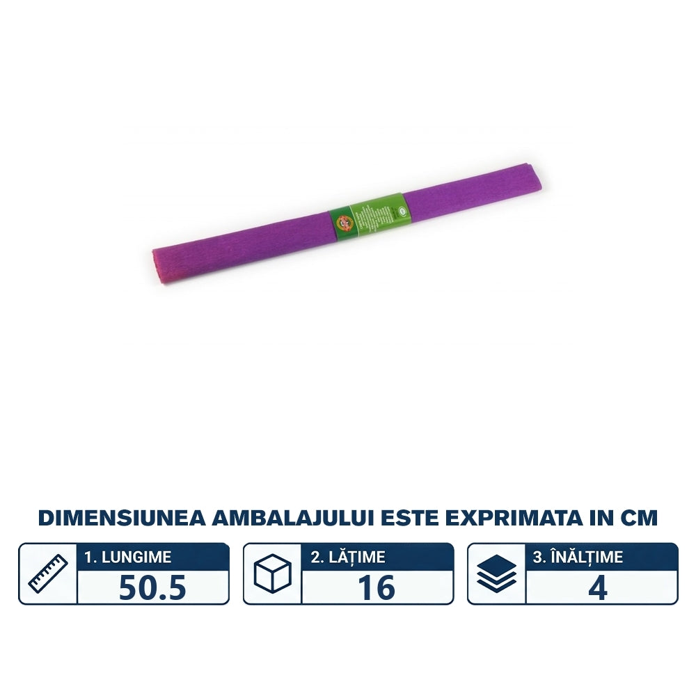 Set hârtie creponată violet 200 × 50 cm, 10 coli KOH-I-NOOR K9755-21