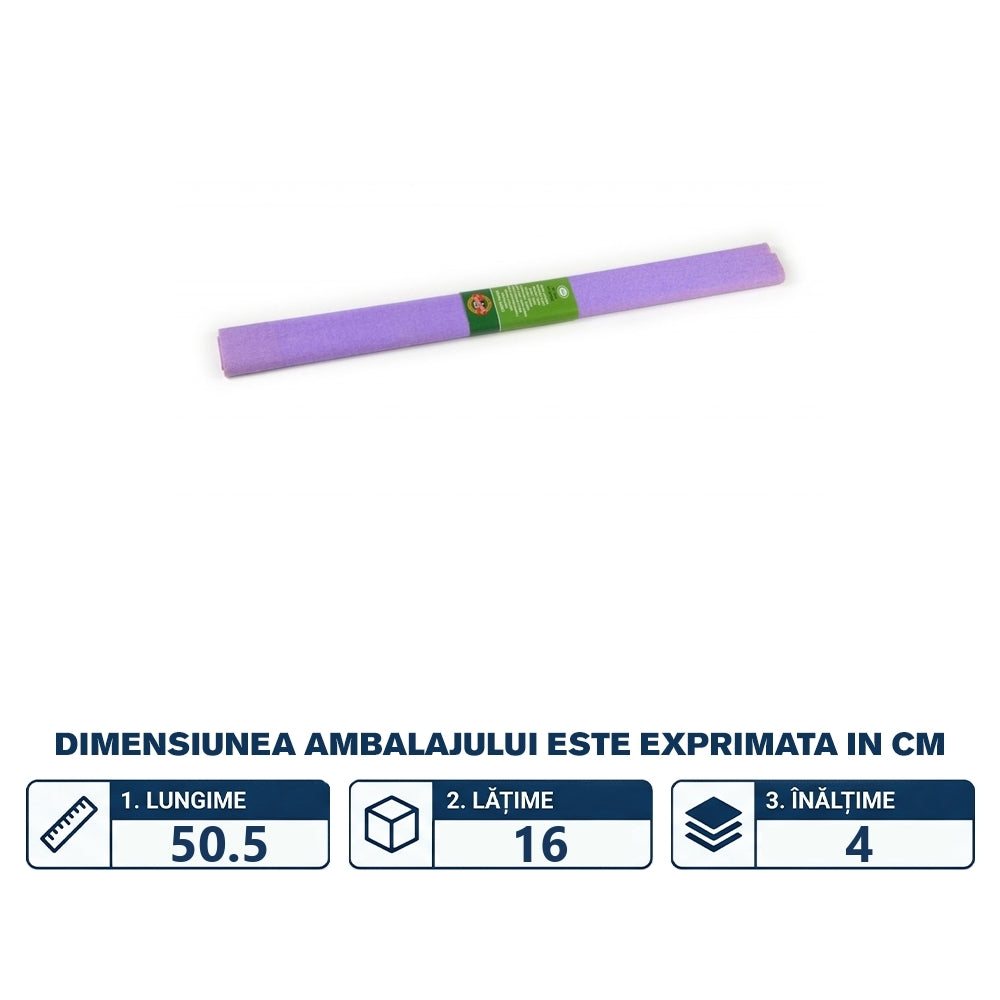 Set de hârtie creponată violet deschis 200 × 50 cm cu 10 bucăți KOH-I-NOOR K9755-28