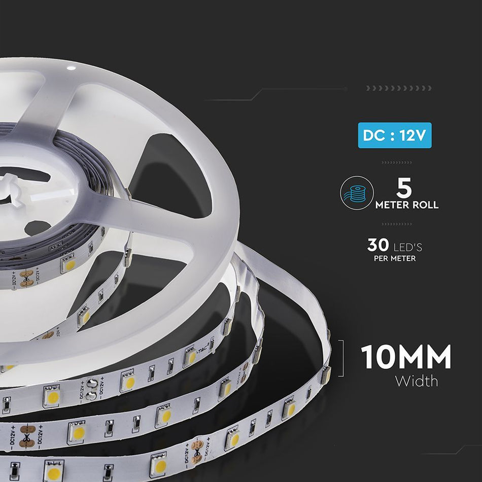 Banda LED SMD5050 30LED/M 3000K IP20 5M V-TAC