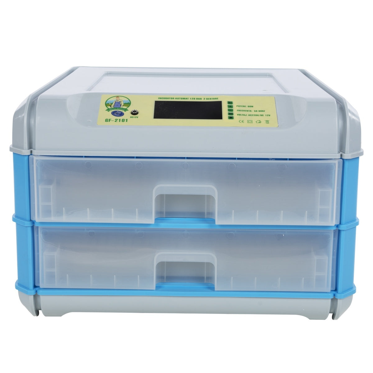 Incubator electric 128 ouă, 2 etaje, automat, alimentare 220V/12V GF-2101