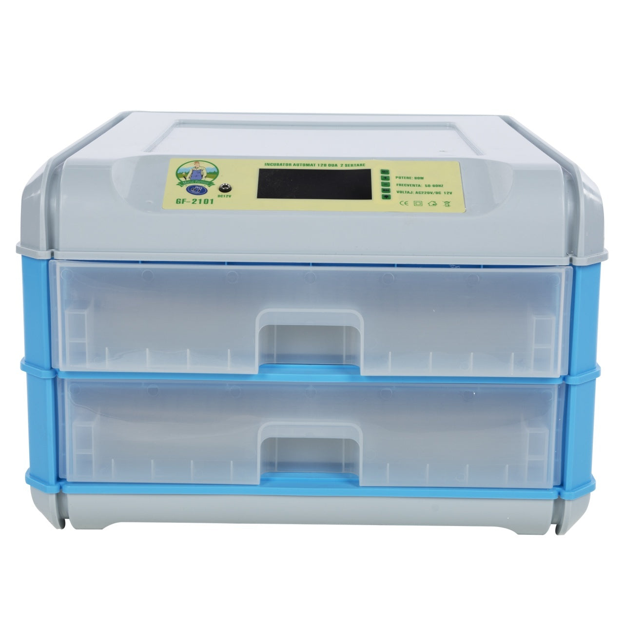 Incubator electric 128 ouă, 2 etaje, automat, alimentare 220V/12V GF-2101