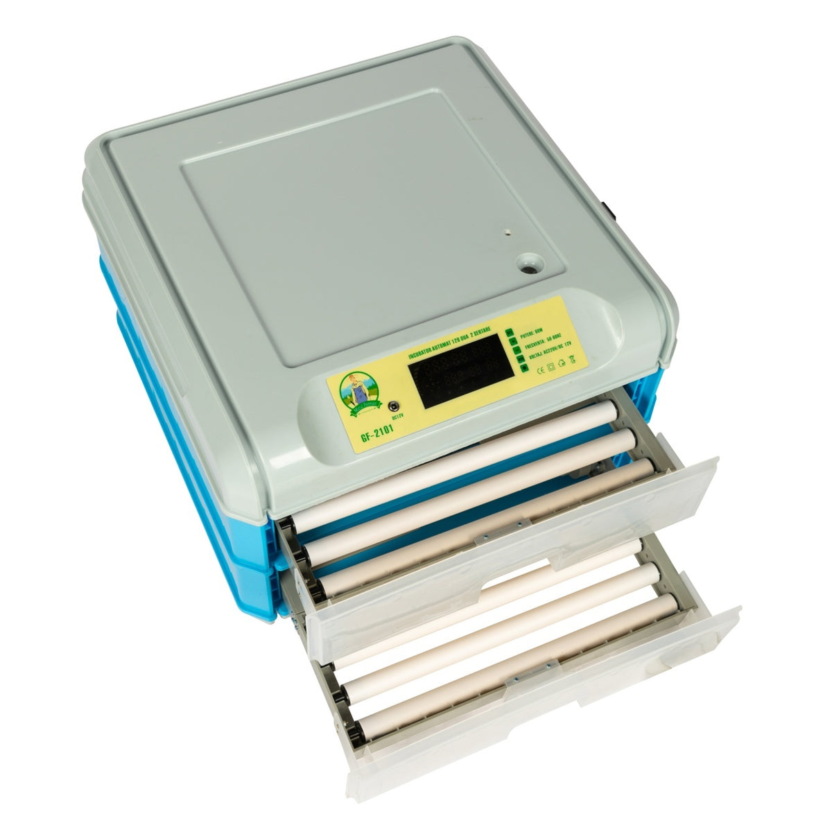 Incubator electric 128 ouă, 2 etaje, automat, alimentare 220V/12V GF-2101