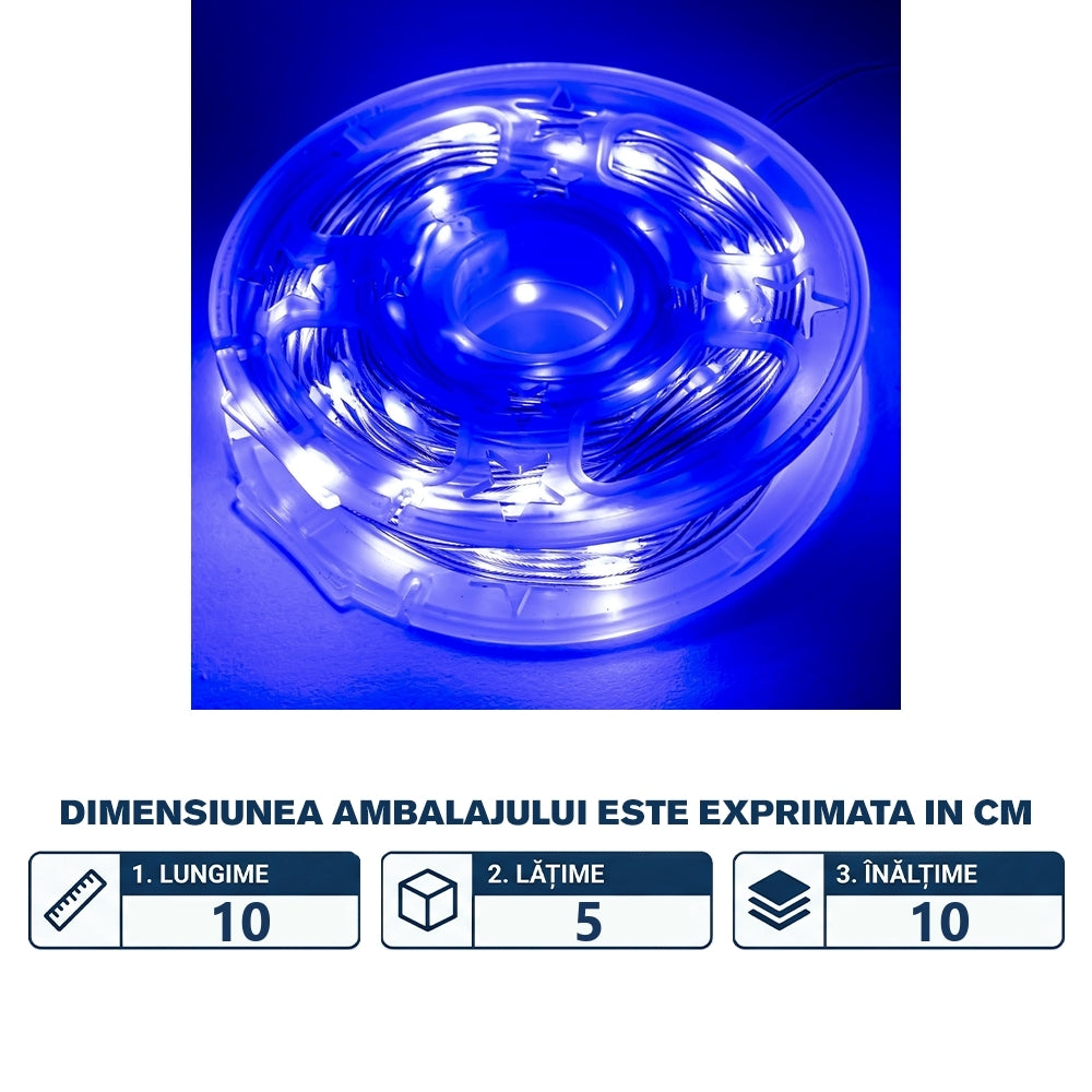 Instalație pom Crăciun, 100 becuri, 10 m, albastră R100-10AB