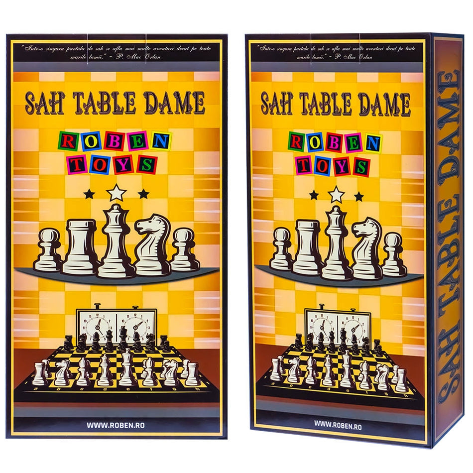 Joc 3 In 1: Sah, Table, Dame, Cutie Lemn, 29x15 Cm - Robentoys -1