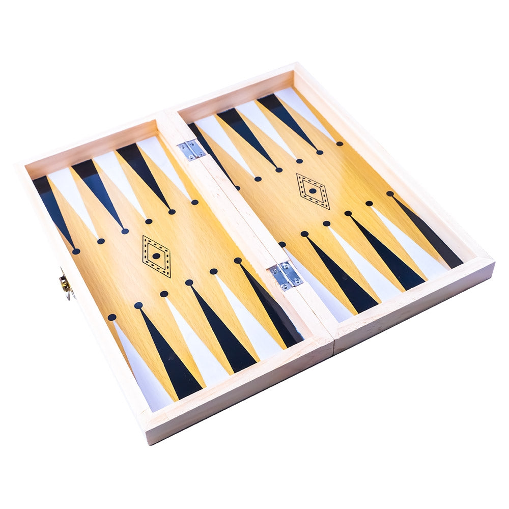 Joc 3 In 1: Sah, Table, Dame, Cutie Lemn, 40x19 Cm - Robentoys