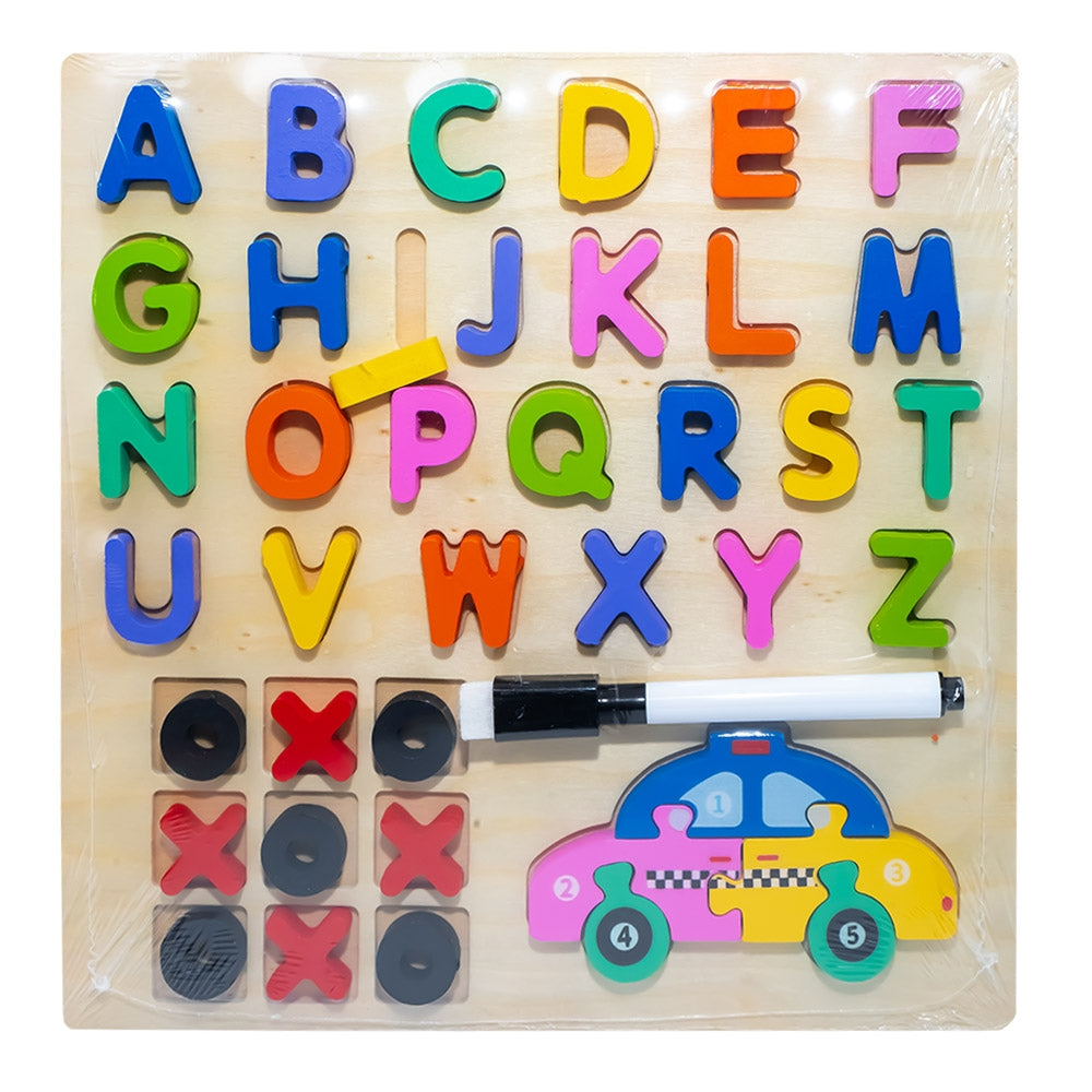 Joc Educativ, Litere/cifre/forme + Tablita, Din Lemn