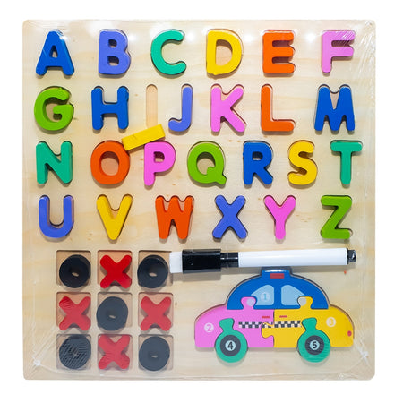 Joc Educativ, Litere/cifre/forme + Tablita, Din Lemn