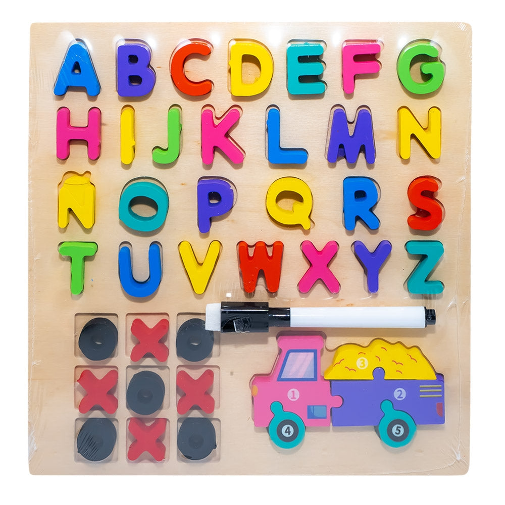 Joc Educativ, Litere/cifre/forme + Tablita, Din Lemn