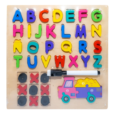 Joc Educativ, Litere/cifre/forme + Tablita, Din Lemn