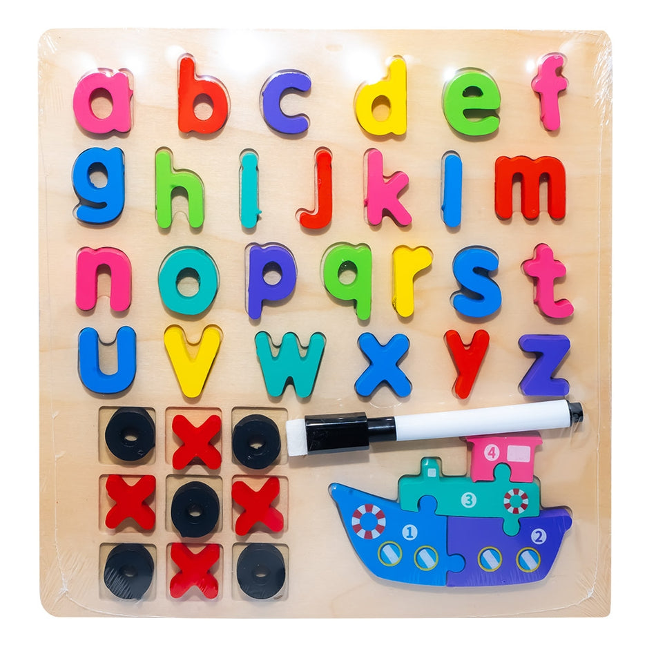 Joc Educativ, Litere/cifre/forme + Tablita, Din Lemn