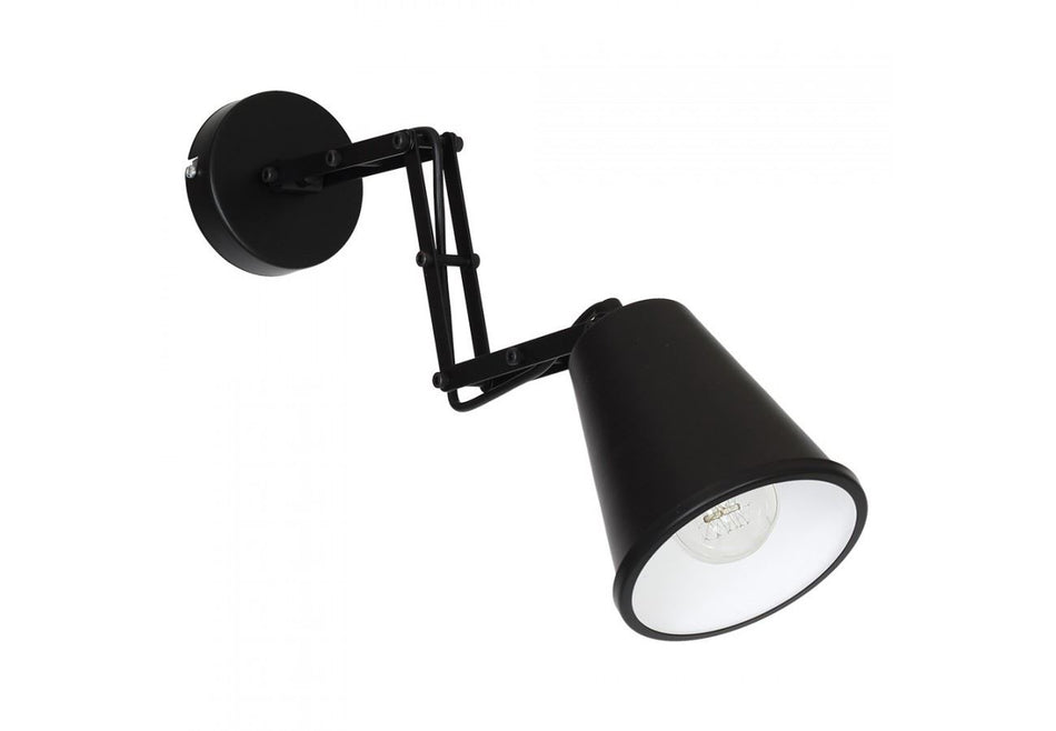 Aplica Ap1 Robot, Metal Negru+ Abajur Metal Negru,dispersor Alb,1x E27