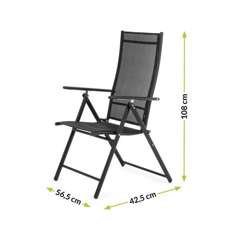 Scaun De Gradina Mercury Black, 56,5 x 42,5 x 84/108 cm