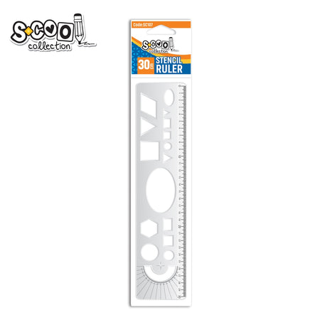 Liniar cu șabloane geometrice, 30 cm - instrumente școlare SC107 S-COOL / OFFISHOP