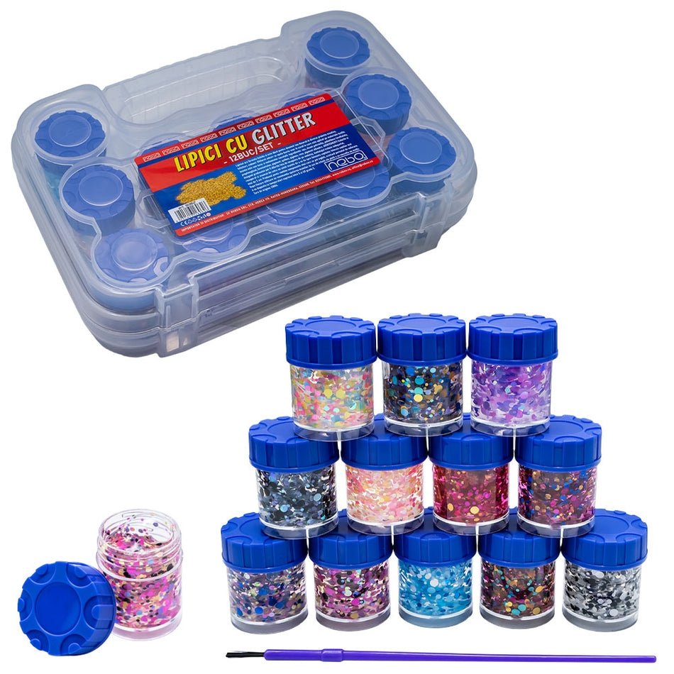 Lipici cu glitter, 15g, 12 buc/set - NEBO