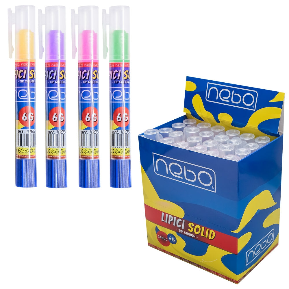 Lipici solid tip creion 6g, pentru crafting și școală, NEBO 16964