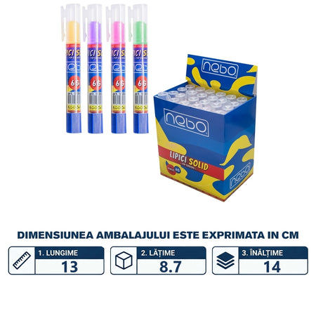 Lipici solid tip creion 6g, pentru crafting și școală, NEBO 16964