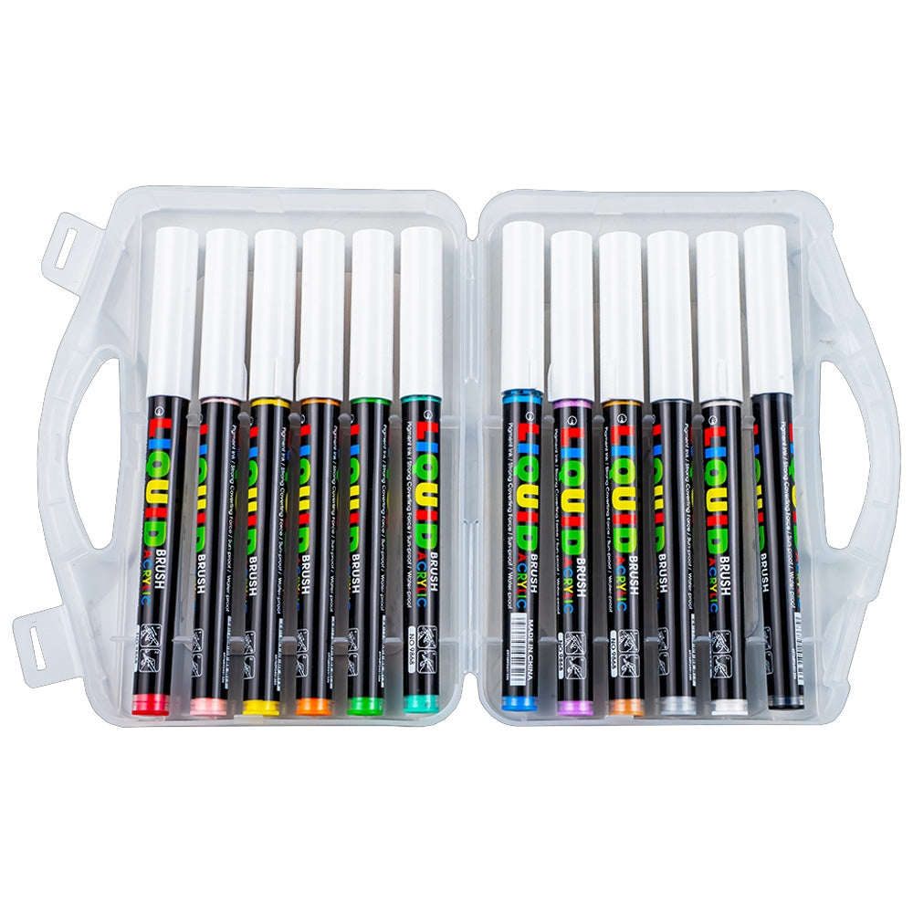 Markere Cu Vopsea Acrilica, 12 Cul/set - Nebo