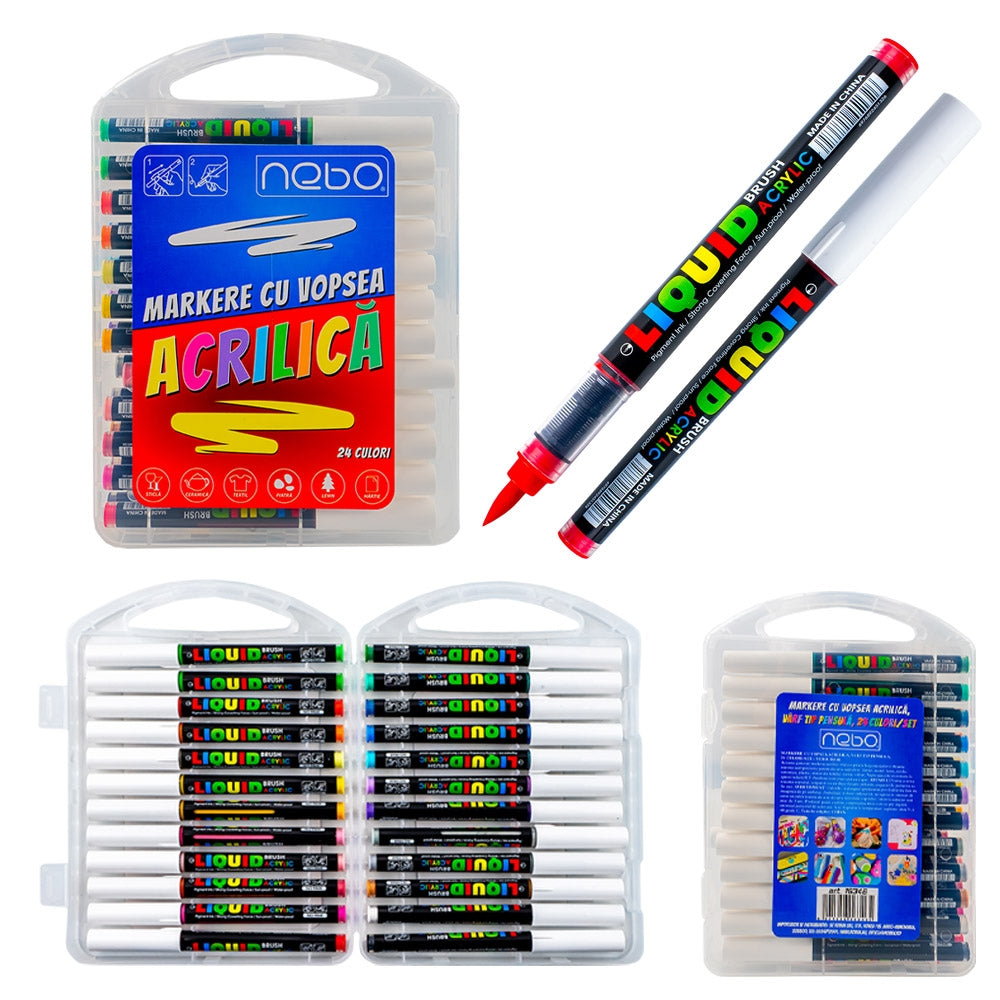 Markere Cu Vopsea Acrilica, 24 Cul/set - Nebo