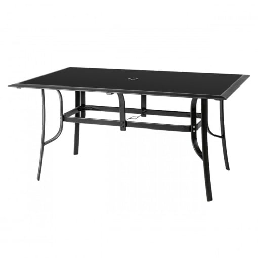 Masa Gradina Uran 150x90x72cm, blat sticla calita de 5 mm, orificiu pentru umbrela