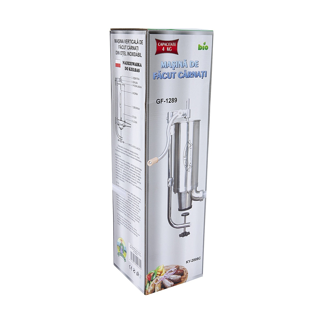 Mașină de cârnați verticală, 4 kg, aluminiu inoxidabil, Micul Fermier GF-1289