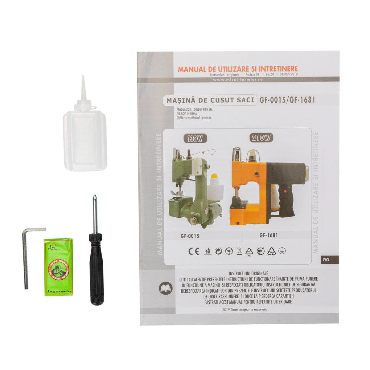 Mașină de cusut saci 130W, portabilă, industrială Micul Fermier GF-0015