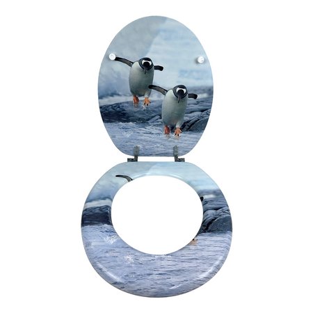 Capac WC MDF Pinguin, decor 3 fețe, închidere standard, 44 x 38 cm Regata 262169